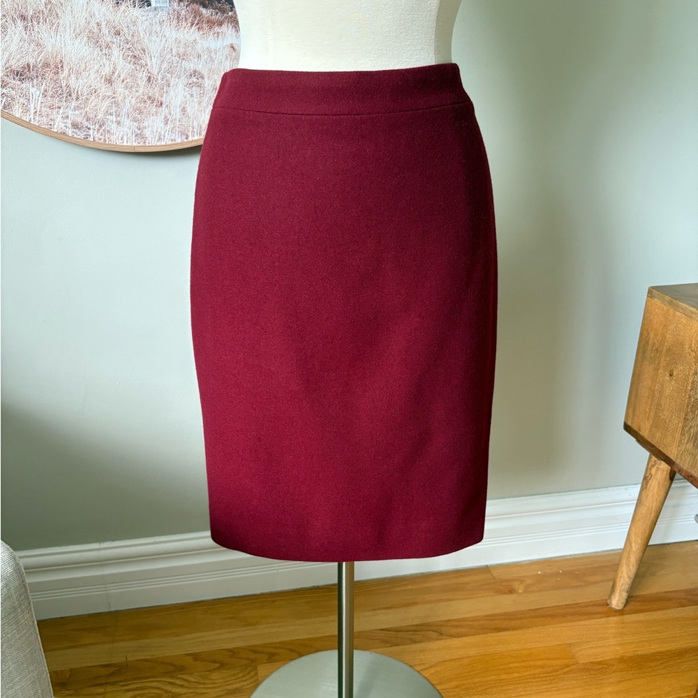J Crew Factory Red Wool-blend Pencil Skirt